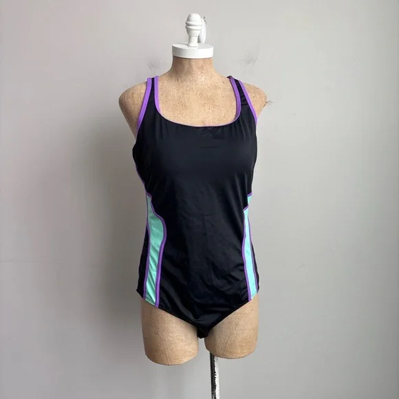 Aquabelle Plus Size One Piece Swimsuit Relay X-Back Swim Size 18 - Picture 2 of 5